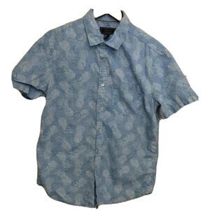 21 Men Pineapple Shirt Blue Short Sleeve Button Down Men's Size Large ❤️